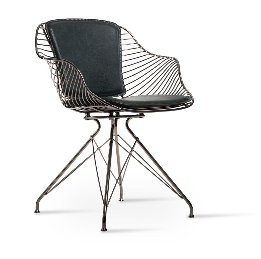 Soho Concept Zebra Swivel Armchair: Stylish Dining Chair With Durable Steel Frame & Removable Seat Pad, 5-year Guarantee Special Order Swivel. Solid Metal Top Part Connected To Four Tubular Legs Soho-concept-dining-chair-06396
