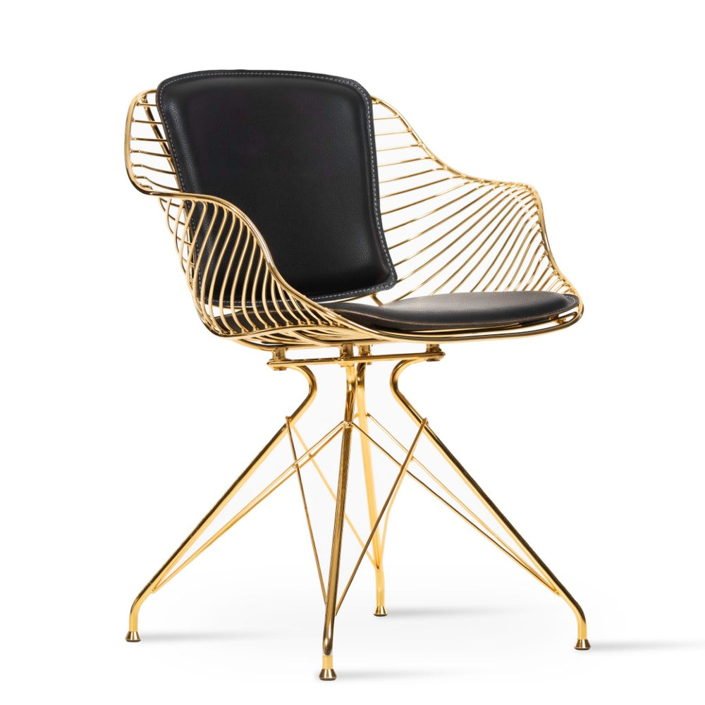 Soho Concept Zebra Swivel Armchair: Stylish Dining Chair With Durable Steel Frame & Removable Seat Pad, 5-year Guarantee Special Order Swivel. Solid Metal Top Part Connected To Four Tubular Legs Soho-concept-dining-chair-06396