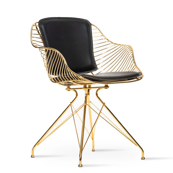 Soho Concept Zebra Swivel Armchair: Stylish Dining Chair With Durable Steel Frame & Removable Seat Pad, 5-year Guarantee Special Order Swivel. Solid Metal Top Part Connected To Four Tubular Legs Soho-concept-dining-chair-06396