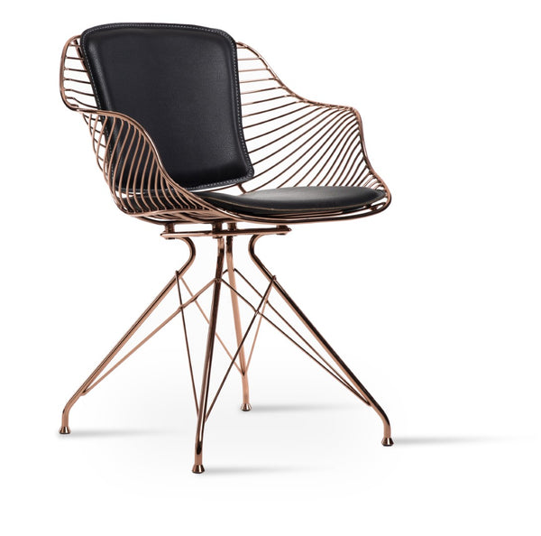 Soho Concept Zebra Swivel Armchair: Stylish Dining Chair With Durable Steel Frame & Removable Seat Pad, 5-year Guarantee Special Order Swivel. Solid Metal Top Part Connected To Four Tubular Legs Soho-concept-dining-chair-06396