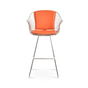 Soho Concept Zebra Wire Barstools - Modern Steel Frame With Removable Seat Pads & 5-year Guarantee, Stylish Design Chrome,Orange  Soho-concept-dining-chair-07257