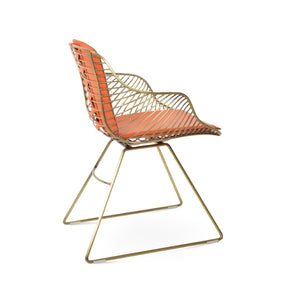 Soho Concept Zebra Wire Armchair With Removable Seat Pad - Stylish Steel Frame In Chrome, Gold, Or Brass Finishes Brass,Orange  Soho-concept-dining-chair-06275