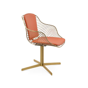 Soho Concept Zebra Sword Armchair (Swivel) - Stylish Black Steel Frame, Removable Seat Pad, Outdoor-ready Design Brass,Orange  Soho-concept-dining-chair-06262