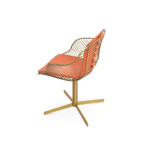 Soho Concept Zebra Sword Armchair (Swivel) - Stylish Black Steel Frame, Removable Seat Pad, Outdoor-ready Design Brass,Orange  Soho-concept-dining-chair-06262