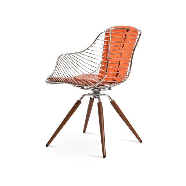Soho Concept Zebra Carrot Armchair: Stylish Swivel Dining Chair With Removable Pad & Durable Metal Frame Options Walnut,Chrome,Orange Swivel. Solid Metal Top Part Connected To Four Tubular Legs Soho-concept-dining-chair-06263