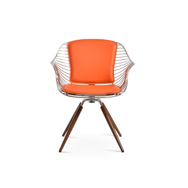 Soho Concept Zebra Carrot Armchair: Stylish Swivel Dining Chair With Removable Pad & Durable Metal Frame Options Walnut,Chrome,Orange Swivel. Solid Metal Top Part Connected To Four Tubular Legs Soho-concept-dining-chair-06263