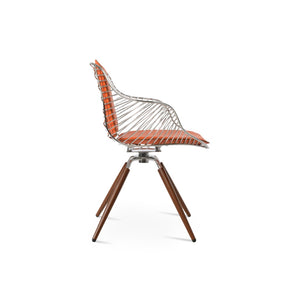 Soho Concept Zebra Carrot Armchair: Stylish Swivel Dining Chair With Removable Pad & Durable Metal Frame Options Walnut,Chrome,Orange Swivel. Solid Metal Top Part Connected To Four Tubular Legs Soho-concept-dining-chair-06263
