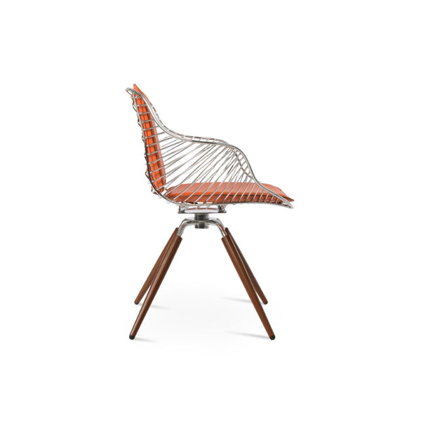 Soho Concept Zebra Carrot Armchair: Stylish Swivel Dining Chair With Removable Pad & Durable Metal Frame Options Walnut,Chrome,Orange Swivel. Solid Metal Top Part Connected To Four Tubular Legs Soho-concept-dining-chair-06263