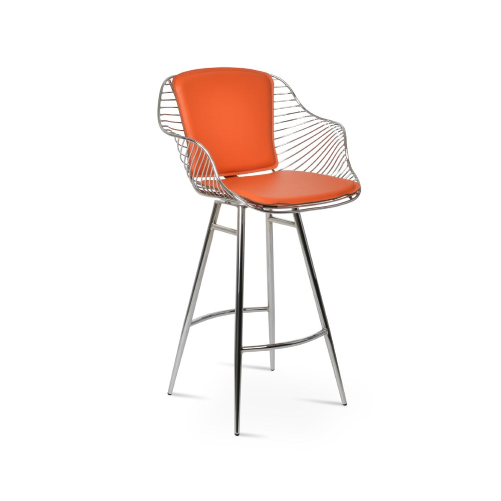 Soho Concept Zebra Galata Barstools & Counterstools With Removable Pads - Stylish Steel Frame, 5-year Guarantee Brass,Orange Steel Tubular Legs Soho-concept-dining-chair-07253