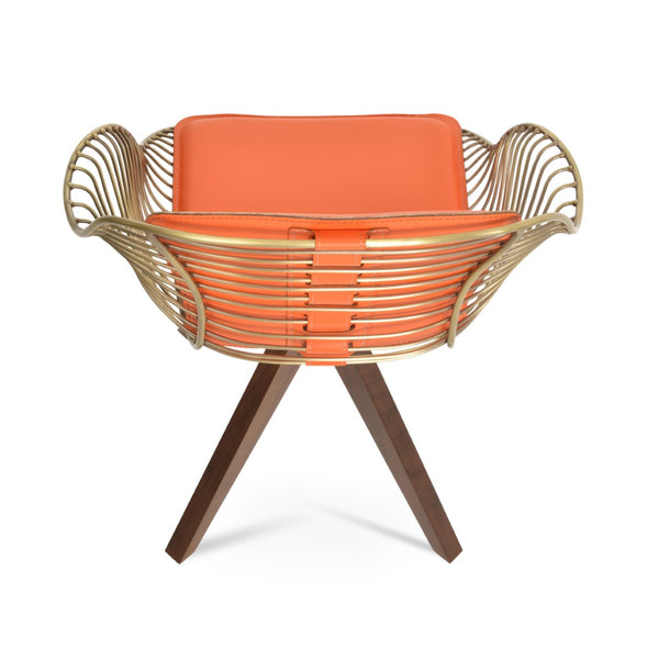 Soho Concept Zebra Pyramid Wood Armchair: Stylish Swivel Dining Chair With Black Steel Frame & Removable Pad Walnut,Brass,Orange  Soho-concept-dining-chair-06264