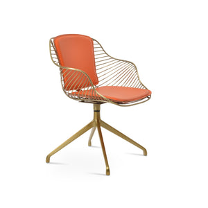 Soho Concept Zebra Spider Armchair (Swivel) - Elegant Dining Chair With Steel Frame & Removable Seat Pad, Black Brass,Orange  Soho-concept-dining-chair-06265