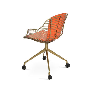 Soho Concept Zebra Spider Armchair (Swivel) - Elegant Dining Chair With Steel Frame & Removable Seat Pad, Black Brass,Orange  Soho-concept-dining-chair-06266