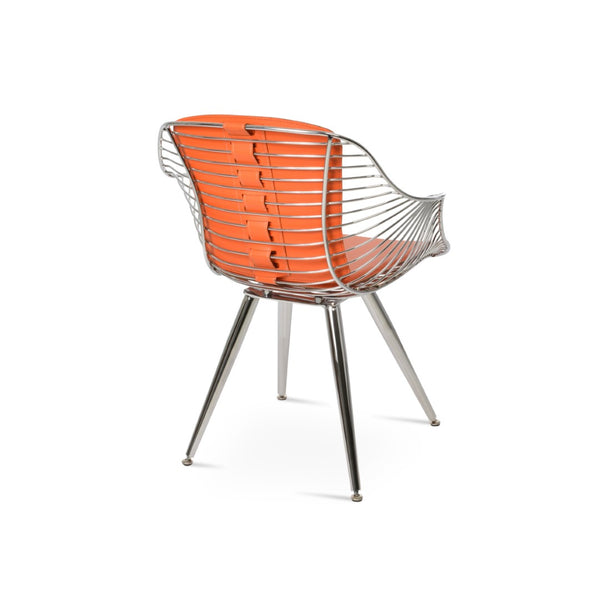 Soho Concept Zebra Star Armchair Dining Chair - Stylish Steel Frame, Chrome/Brass Finish, Removable Seat Pad, 5-year Guarantee Chrome,Orange  Soho-concept-dining-chair-06268