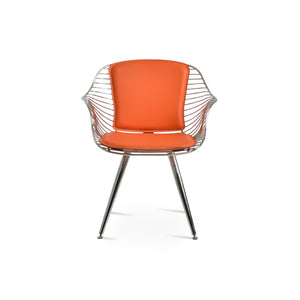 Soho Concept Zebra Star Armchair Dining Chair - Stylish Steel Frame, Chrome/Brass Finish, Removable Seat Pad, 5-year Guarantee Chrome,Orange  Soho-concept-dining-chair-06268