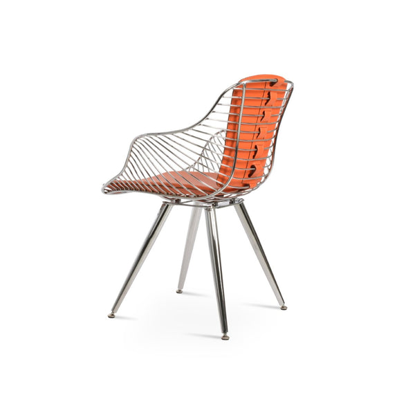 Soho Concept Zebra Star Armchair Dining Chair - Stylish Steel Frame, Chrome/Brass Finish, Removable Seat Pad, 5-year Guarantee Chrome,Orange  Soho-concept-dining-chair-06268