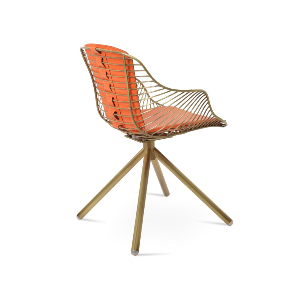 Soho Concept Zebra Stick Armchair (Swivel) - Durable Black Steel Frame With Removable Seat Pad & 5-year Guarantee Brass,Orange Steel Tube Soho-concept-dining-chair-06271