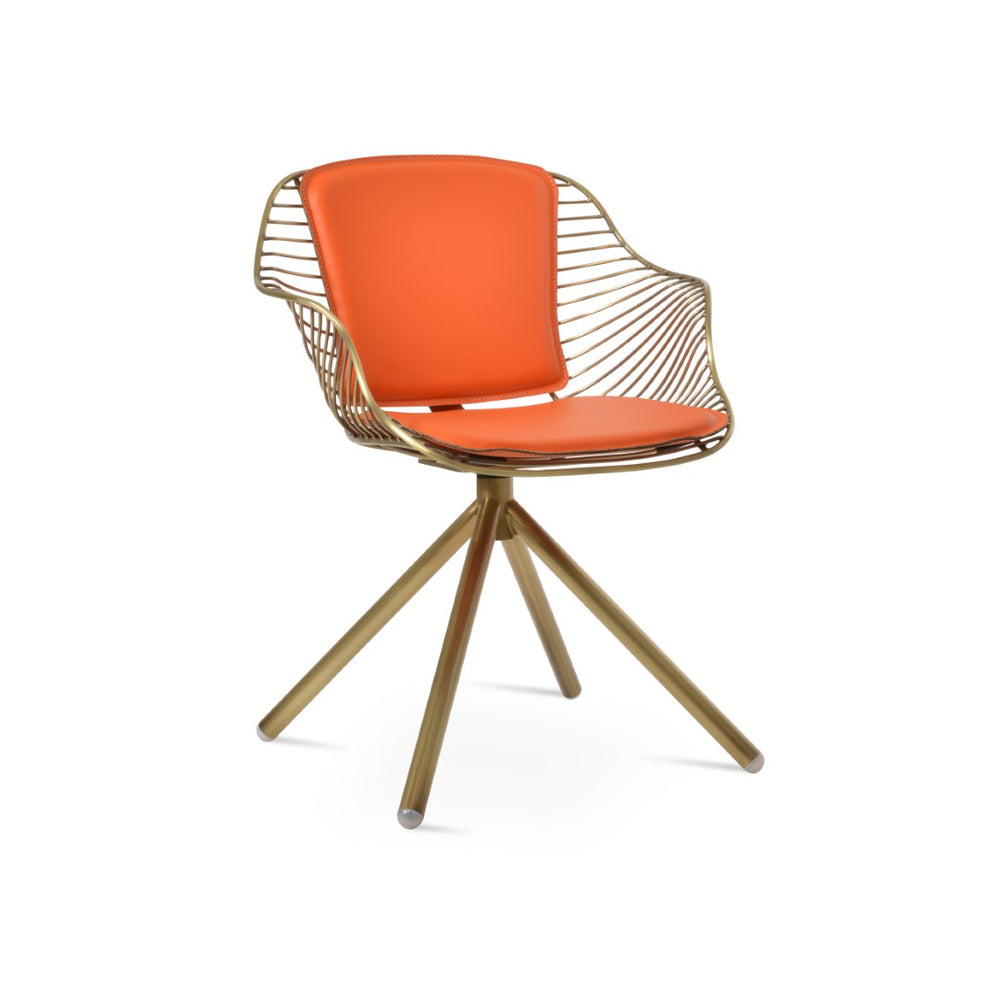 Soho Concept Zebra Stick Armchair (Swivel) - Durable Black Steel Frame With Removable Seat Pad & 5-year Guarantee Brass,Orange Steel Tube Soho-concept-dining-chair-06271