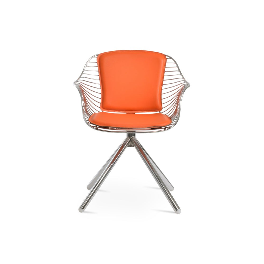 Soho Concept Zebra Stick Armchair (Swivel) - Stylish Steel Frame With Chrome/Brass Finish & Removable Seat Pad Chrome,Orange Steel Tube Soho-concept-dining-chair-06270