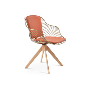 Soho Concept Zebra Sword Armchair (Swivel) - Stylish Black Steel Frame, Removable Seat Pad, Outdoor-ready Design Natural,Brass,Orange  Soho-concept-dining-chair-06272