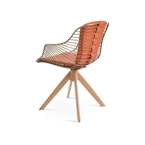 Soho Concept Zebra Sword Armchair (Swivel) - Stylish Black Steel Frame, Removable Seat Pad, Outdoor-ready Design Natural,Brass,Orange  Soho-concept-dining-chair-06272