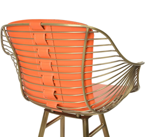 Soho Concept Zebra Galata Barstools & Counterstools With Removable Pads - Stylish Steel Frame, 5-year Guarantee Brass,Orange Steel Tubular Legs Soho-concept-dining-chair-10073
