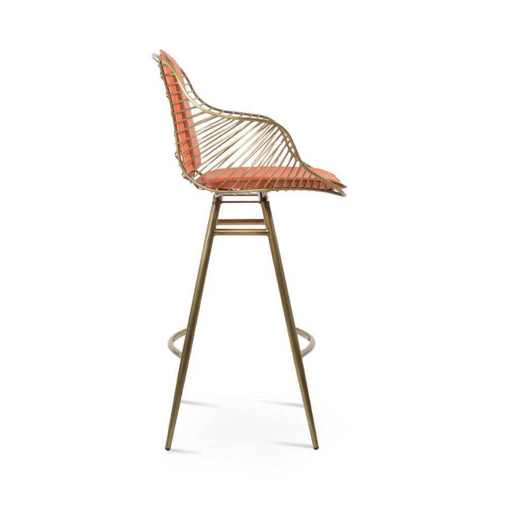 Soho Concept Zebra Galata Barstools & Counterstools With Removable Pads - Stylish Steel Frame, 5-year Guarantee Brass,Orange Steel Tubular Legs Soho-concept-dining-chair-07253