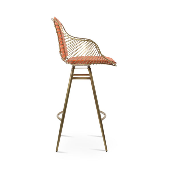 Soho Concept Zebra Galata Barstools & Counterstools With Removable Pads - Stylish Steel Frame, 5-year Guarantee Brass,Orange Steel Tubular Legs Soho-concept-dining-chair-07253