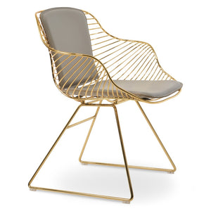 Soho Concept Zebra Arm Office Chair With Removable Leatherette Seat Pad - Ergonomic Design, 350 Lbs Capacity Gold  Soho-concept-dining-chair-06278