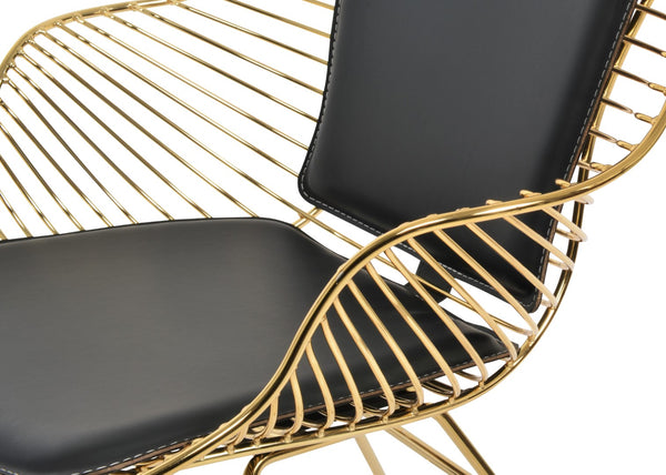 Soho Concept Zebra Arm Office Chair With Removable Leatherette Seat Pad - Ergonomic Design, 350 Lbs Capacity Gold,Black  Soho-concept-dining-chair-06279