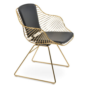 Soho Concept Zebra Arm Office Chair With Removable Leatherette Seat Pad - Ergonomic Design, 350 Lbs Capacity Gold,Black  Soho-concept-dining-chair-06279