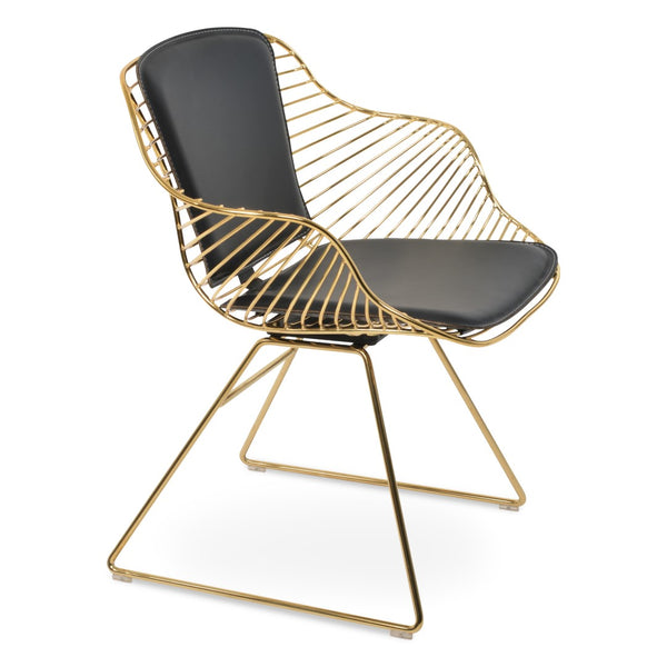 Soho Concept Zebra Arm Office Chair With Removable Leatherette Seat Pad - Ergonomic Design, 350 Lbs Capacity Gold,Black  Soho-concept-dining-chair-06279