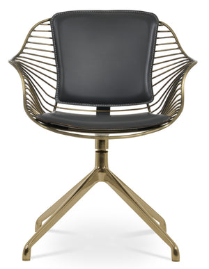 Soho Concept Zebra Arm Office Chair With Removable Leatherette Seat Pad - Ergonomic Design, 350 Lbs Capacity Brass,Gold,Grey  Soho-concept-dining-chair-06290