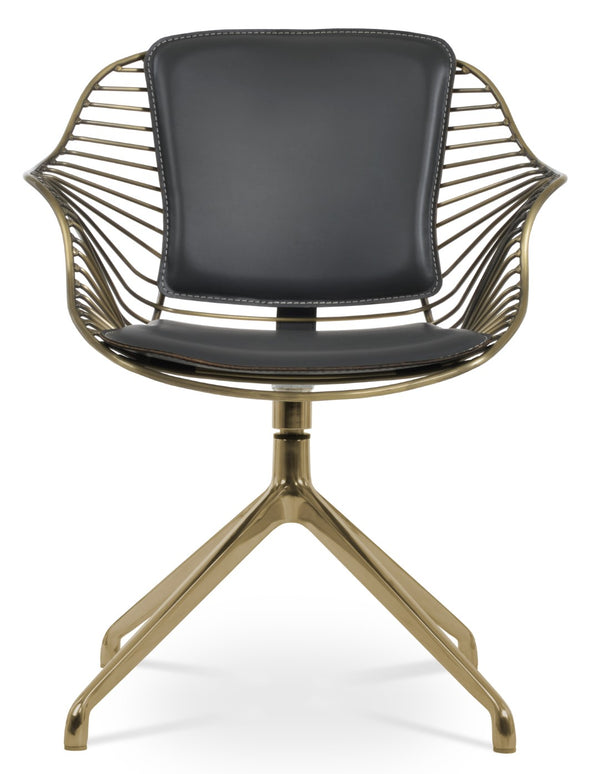 Soho Concept Zebra Arm Office Chair With Removable Leatherette Seat Pad - Ergonomic Design, 350 Lbs Capacity Brass,Gold,Grey  Soho-concept-dining-chair-06290