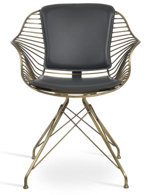 Soho Concept Zebra Arm Office Chair With Removable Leatherette Seat Pad - Ergonomic Design, 350 Lbs Capacity Brass,Gold,Grey  Soho-concept-dining-chair-06288