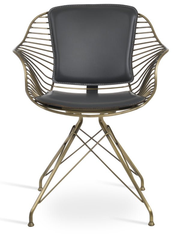 Soho Concept Zebra Arm Office Chair With Removable Leatherette Seat Pad - Ergonomic Design, 350 Lbs Capacity Brass,Gold,Grey  Soho-concept-dining-chair-06288