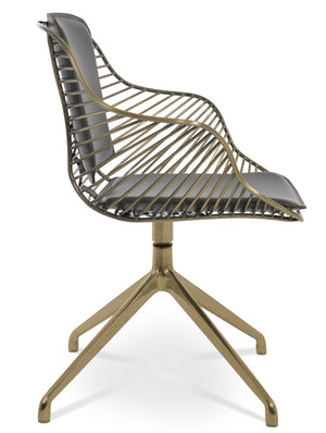 Soho Concept Zebra Arm Office Chair With Removable Leatherette Seat Pad - Ergonomic Design, 350 Lbs Capacity Brass,Gold,Grey  Soho-concept-dining-chair-06289