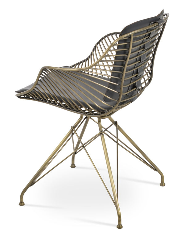 Soho Concept Zebra Arm Office Chair With Removable Leatherette Seat Pad - Ergonomic Design, 350 Lbs Capacity Brass,Gold,Grey  Soho-concept-dining-chair-06288