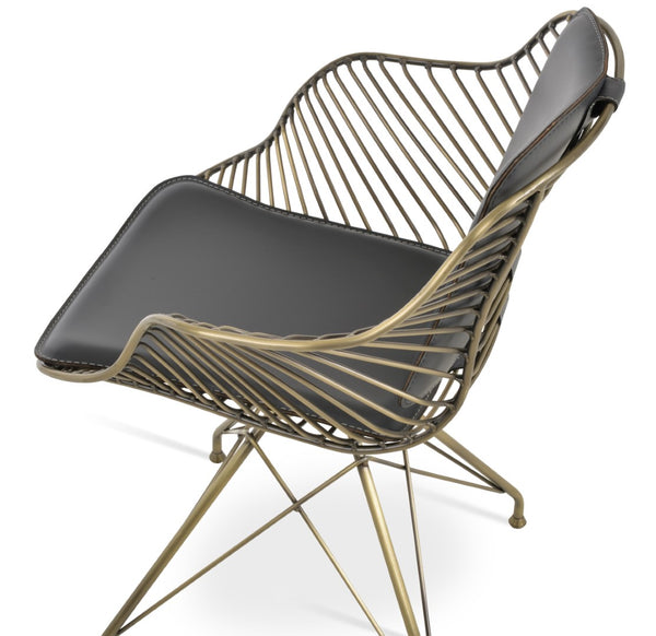 Soho Concept Zebra Arm Office Chair With Removable Leatherette Seat Pad - Ergonomic Design, 350 Lbs Capacity Brass,Gold,Grey  Soho-concept-dining-chair-06288