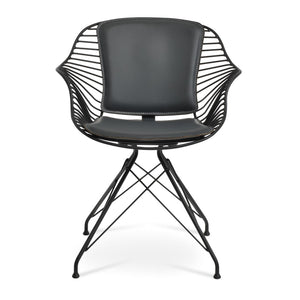Soho Concept Zebra Arm Full Dining Chair - Sleek Black Frame With Comfortable Grey Seat, Perfect For Modern Homes Black,Grey  Soho-concept-dining-chair-06315