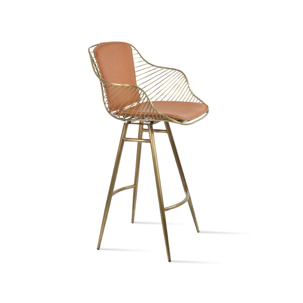 Soho Concept Zebra Arm Barstools & Counterstools - Ergonomic, Stylish Seating With Removable Pads & Adjustable Height Brass  Soho-concept-dining-chair-07264