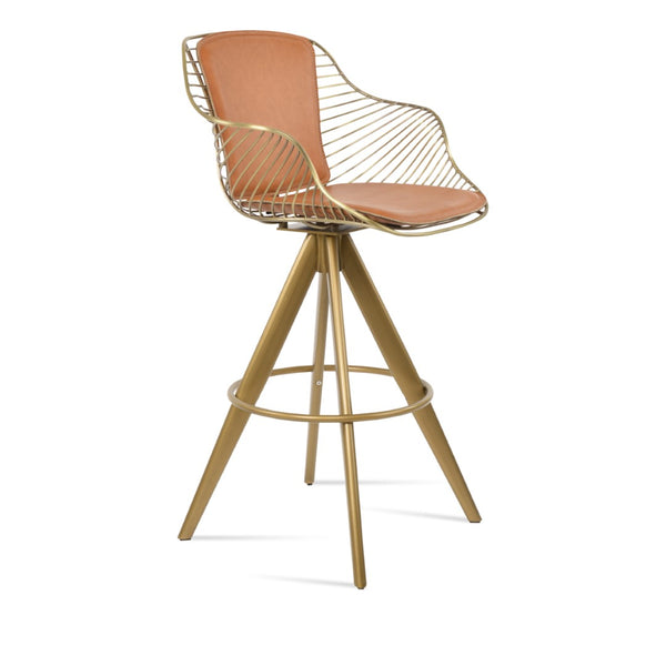 Soho Concept Zebra Arm Barstools & Counterstools - Ergonomic, Stylish Seating With Removable Pads & Adjustable Height Brass  Soho-concept-dining-chair-10121
