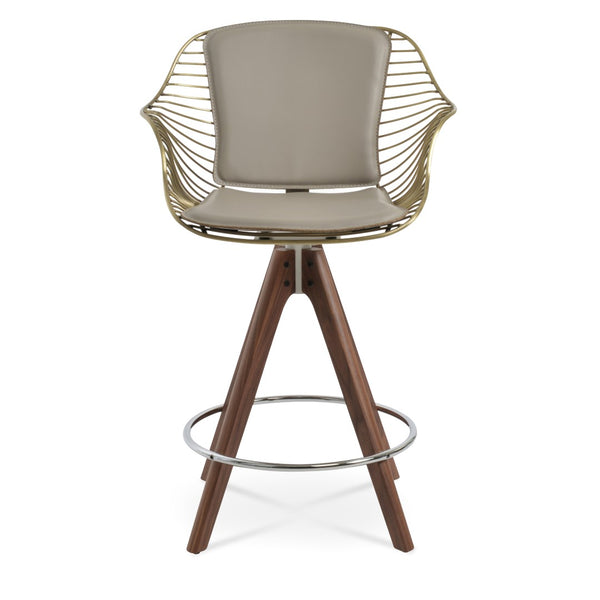 Soho Concept Zebra Arm Barstools & Counterstools - Ergonomic, Stylish Seating With Removable Pads & Adjustable Height Walnut,Brass  Soho-concept-dining-chair-07269