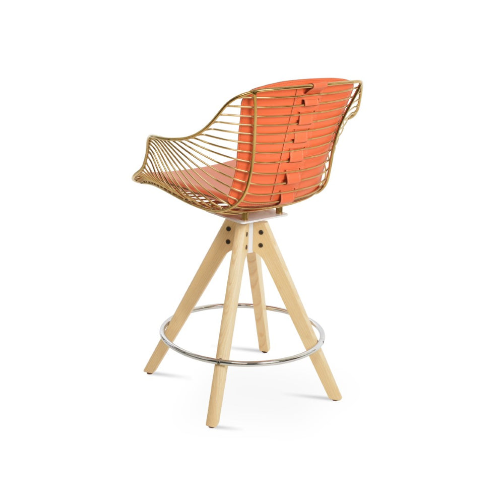 Soho Concept Zebra Arm Barstools & Counterstools - Ergonomic, Stylish Seating With Removable Pads & Adjustable Height Brass  Soho-concept-dining-chair-07264