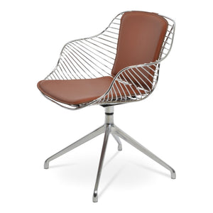 Soho Concept Zebra Arm Office Chair With Removable Leatherette Seat Pad - Ergonomic Design, 350 Lbs Capacity Chrome  Soho-concept-dining-chair-06341