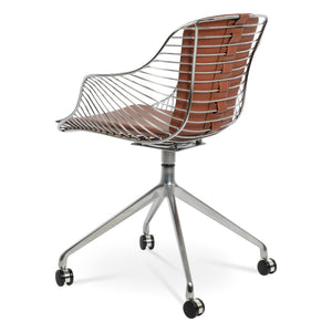 Soho Concept Zebra Arm Office Chair With Removable Leatherette Seat Pad - Ergonomic Design, 350 Lbs Capacity Chrome  Soho-concept-dining-chair-06332