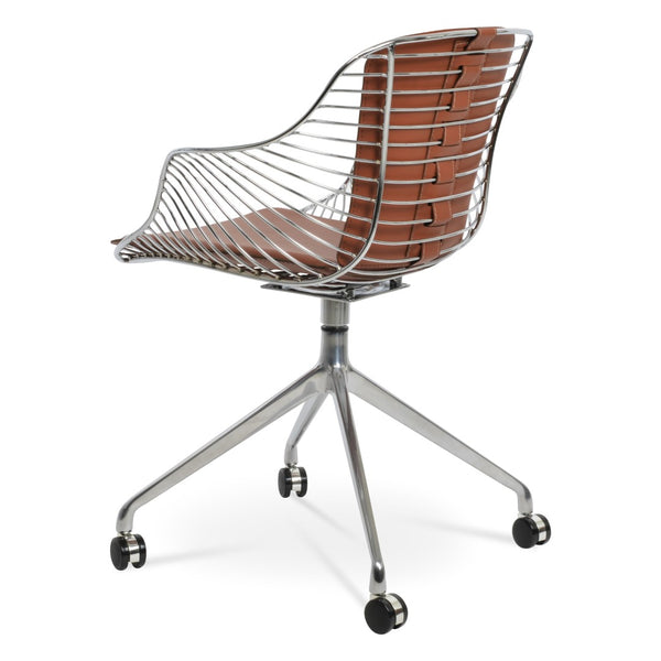 Soho Concept Zebra Arm Office Chair With Removable Leatherette Seat Pad - Ergonomic Design, 350 Lbs Capacity Chrome  Soho-concept-dining-chair-06332