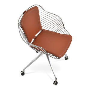 Soho Concept Zebra Arm Office Chair With Removable Leatherette Seat Pad - Ergonomic Design, 350 Lbs Capacity Chrome  Soho-concept-dining-chair-06332