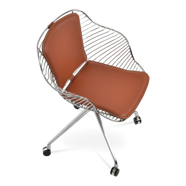 Soho Concept Zebra Arm Office Chair With Removable Leatherette Seat Pad - Ergonomic Design, 350 Lbs Capacity Chrome  Soho-concept-dining-chair-06332