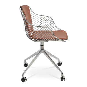 Soho Concept Zebra Arm Office Chair With Removable Leatherette Seat Pad - Ergonomic Design, 350 Lbs Capacity Chrome  Soho-concept-dining-chair-06332