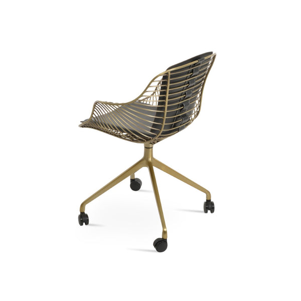 Soho Concept Zebra Arm Office Chair With Removable Leatherette Seat Pad - Ergonomic Design, 350 Lbs Capacity Brass,Black  Soho-concept-dining-chair-06336